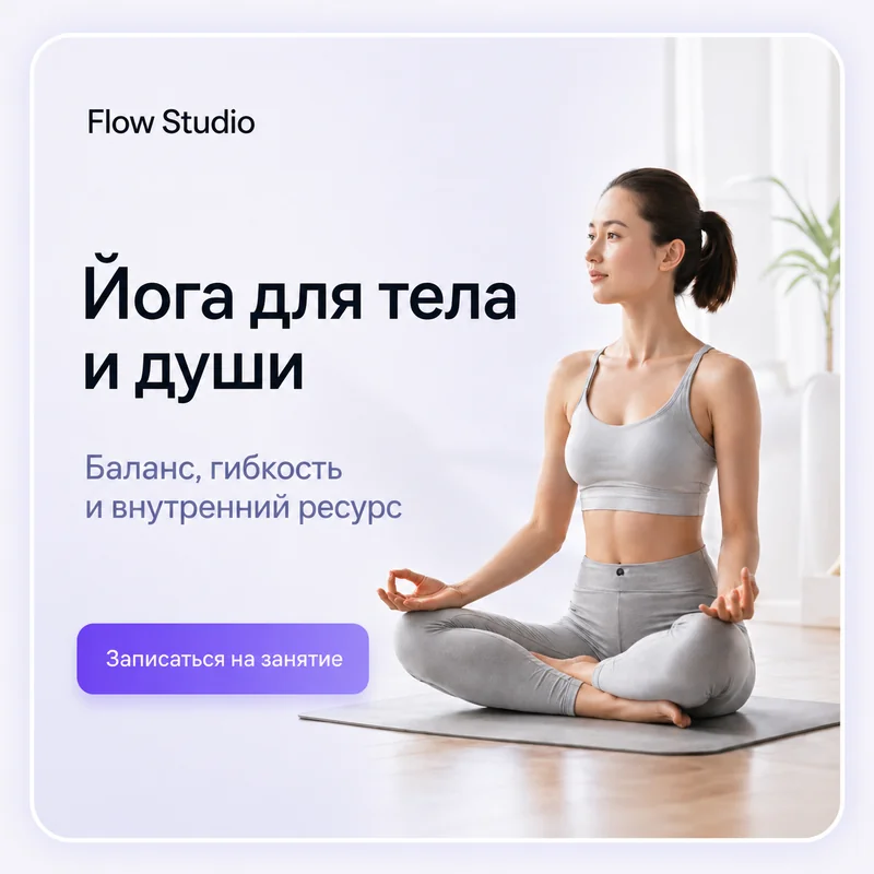 Пример: сайт студии йоги, созданный в ВебШеф
